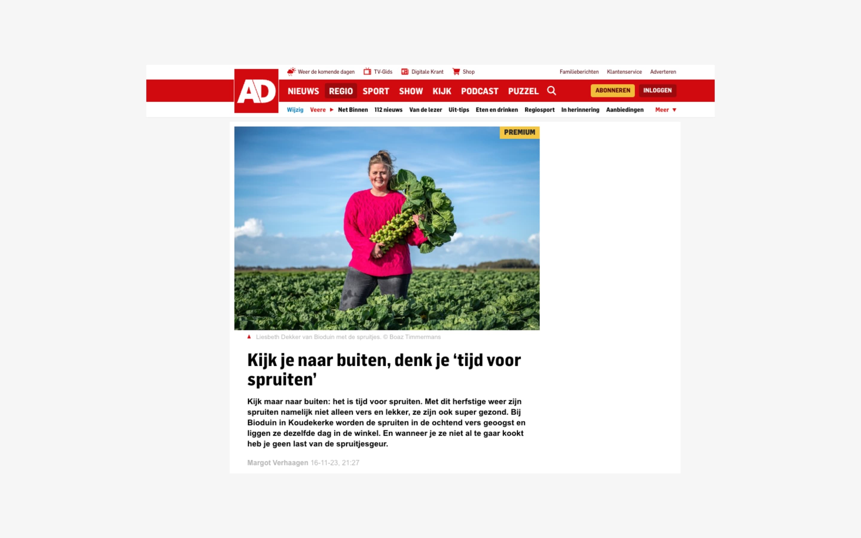 Liesbeth Dekker van Bioduin met de spruitjes